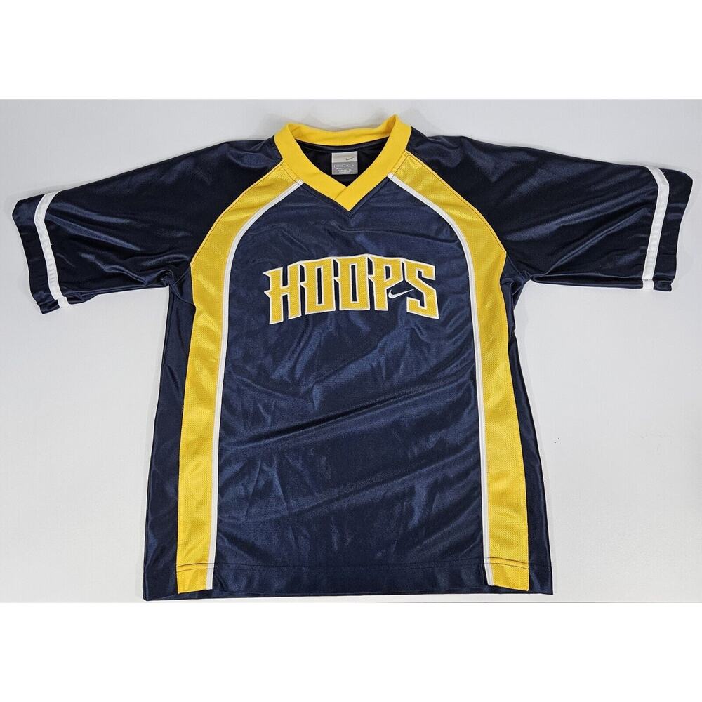 Nike Hoops T-Shirt Jersey Blue Gold Sleeve Polyester Child Size M